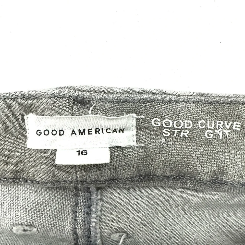 Good American US 16 Good Curve‎ Straight Jeans Black336 Gray GCST014BT